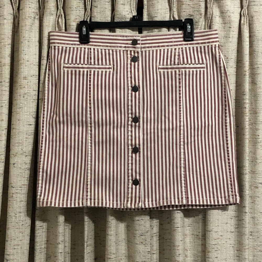 Madewell Stretch Denim Luca Stripe Straight Mini Skirt